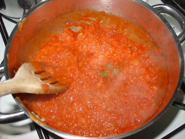 Depois de adicionar a polpa de tomate
